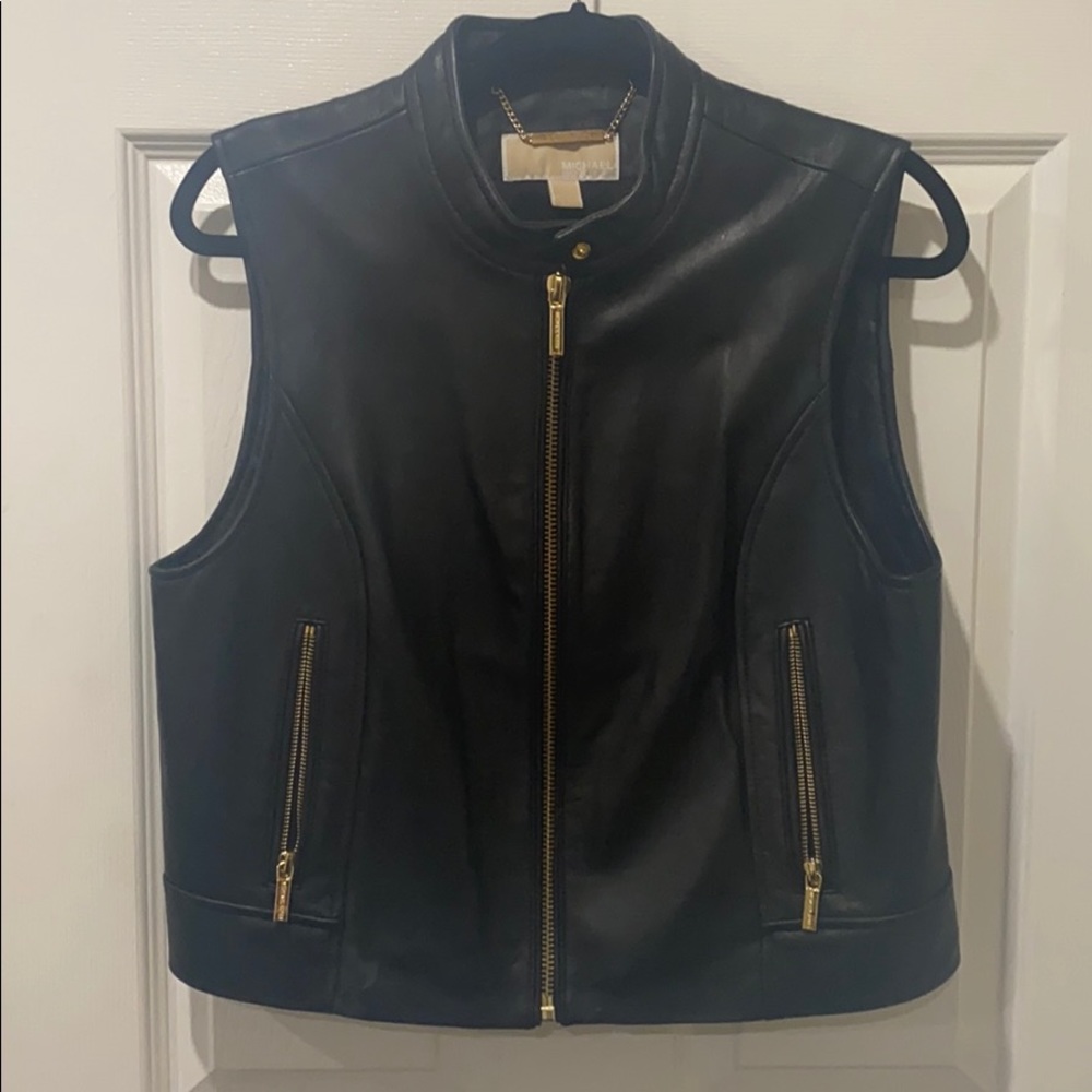 Michael Kors Sleeveless Leather Vest